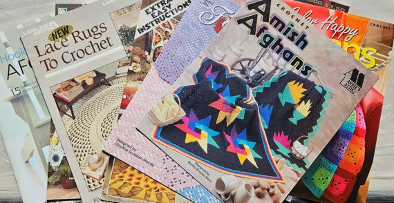 Crochet afghan leaflets, assorted patterns, crochet supplies, unique crochet creations, highly collectable, modern and vintage patterns