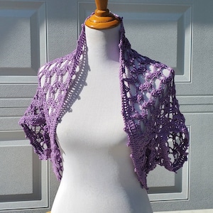 Open lace crochet shrug, crochet wedding shawl, boho chic crochet shrug, openwork lace crochet shawl, crochet caplet, unique crochet shawl