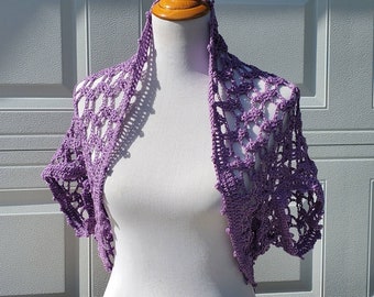 Open lace crochet shrug, crochet wedding shawl, boho chic crochet shrug, openwork lace crochet shawl, crochet caplet, unique crochet shawl