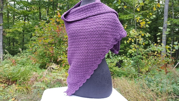 Purple crochet shawl, mothers day gift, womens accessories, warm winter wrap, fall shawl wrap, prayer shawl, handmade crochet shawl,