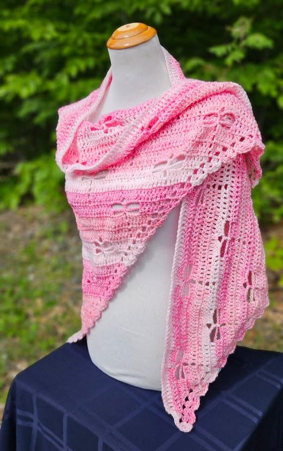 Crochet dragonfly shawl, pink bridal party wrap, bridesmaid shawl