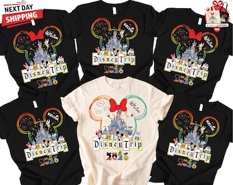 Benutzerdefinierte Disney Reise 2026 Shirt, Disney Familienurlaub T-Shirts, Disneyland passendes Tshirt, Disneyworld Geburtstag Squad Shirts, Magic Kingdom T-Shirt