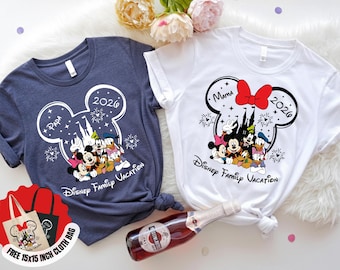 Kundenspezifisches Disney Familienurlaub 2026 Shirt - Personalisierte Mickey & Friends passendes Trip Tee - Weiche Bella Canvas Tees