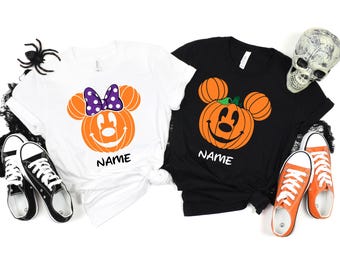 Camiseta personalizada de Mickey y Calabaza: Camiseta familiar de Halloween de Disney