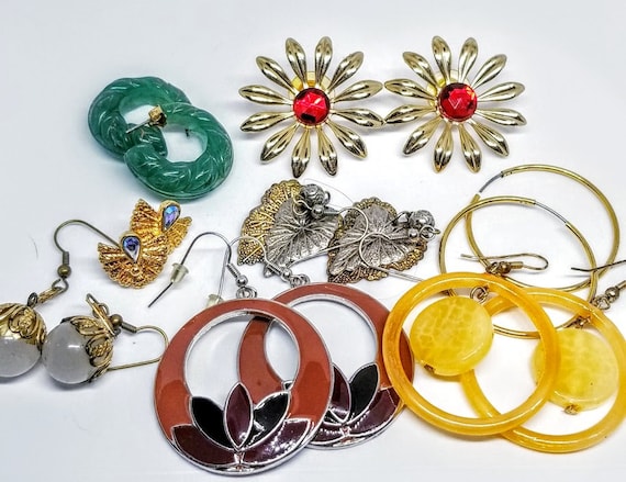 Lot of 8 Pair Vintage Pierced Earrings All in Great Wearable