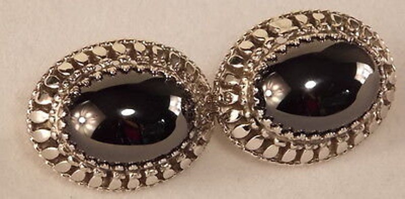 Whiting Davis Hematite Clip on Earrings Mounted in Silver tone Metal Like New Condition Just Stunning and Clean Shiny and Bright Beautiful image 3