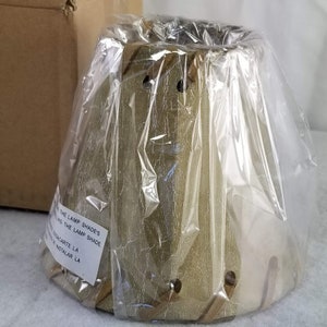 Lampshade Leather Look over 4&quot; Tall 5 wide  Sits On Night Light Bulb Ties Around Edge New with Box Tan with White Veins Still in Plastic
