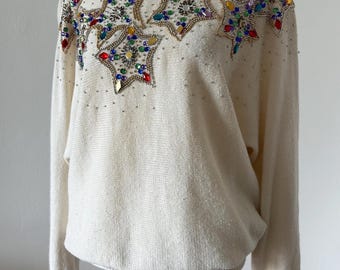 Vintage Victoria Harbour Beaded Star Sweater