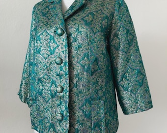 1960s Green Brocade Cropped Jacket