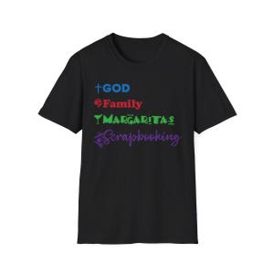 Camiseta - Dios Familia Margaritas Scrapbooking (Camiseta unisex estilo suave) ¡Se puede personalizar!