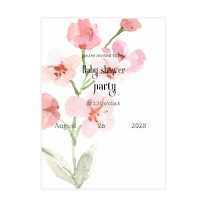 Paquete de postales de acuarela para baby shower, invitaciones florales, papelería para fiestas, tarjetas personalizadas para baby shower, planificación de eventos