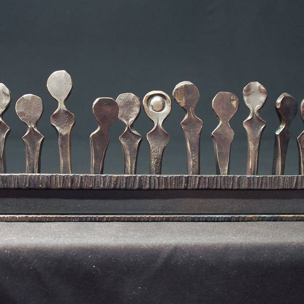 Handmade Forged Metal Last Supper Sculpture – Religious Wall Art
