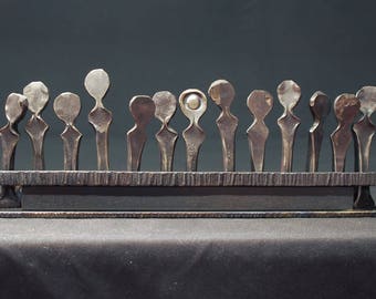 Handmade Forged Metal Last Supper Sculpture – Religious Wall Art