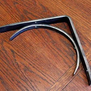 Hand Forged Metal Shelf Bracket, Crescent Design Style 04 image 2