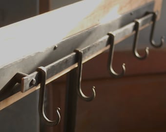 5 Hook coat rack or Pot Rack,  Made by a Blacksmith - made in USA