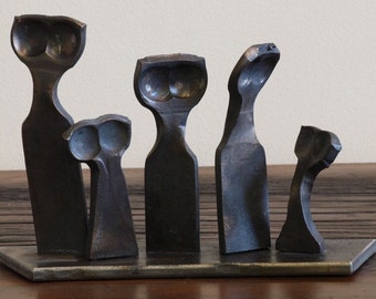 Little Iron People. A Custom Family Sculpture Hand Forged by a Blacksmith