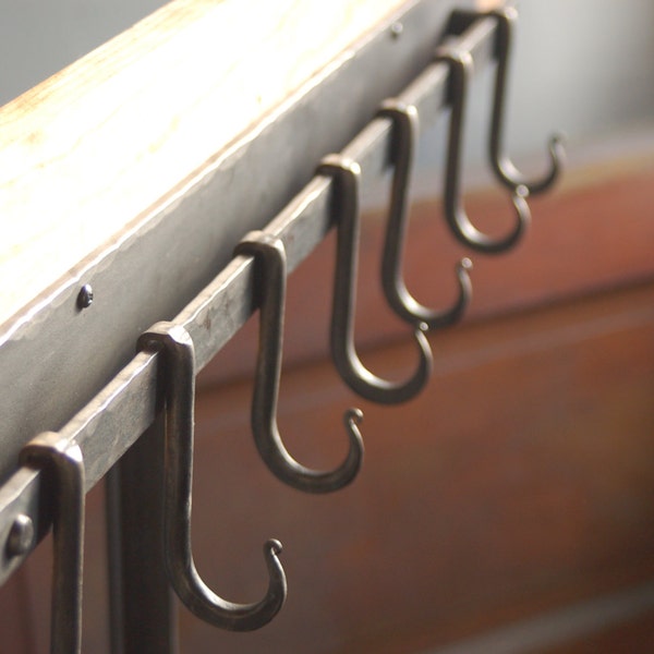 7 Hook Iron Pot Rack, Metal Pot Rack, Coat Rack. Hand Forged by a Blacksmith Also Works as a Coat Rack