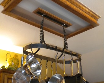 Hanging Pot Rack With 10 Hooks - Hand Forged by a Blacksmith, Iron pot rack, Waxed steel pot rack