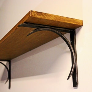 Hand Forged Metal Shelf Bracket, Crescent Design Style 04 image 1