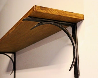 Hand Forged Metal Shelf Bracket, Crescent Design - Style 04