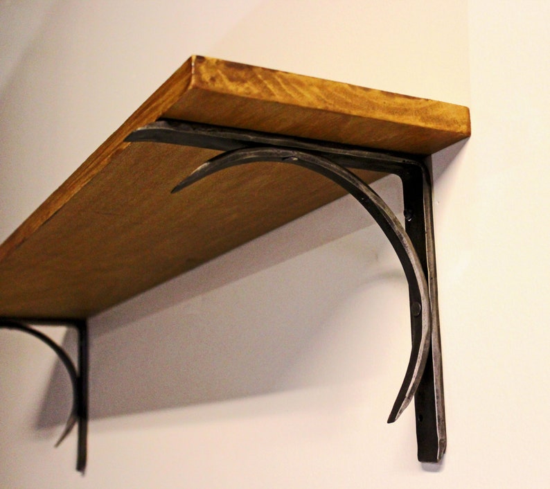 Hand Forged Metal Shelf Bracket, Crescent Design Style 04 image 1