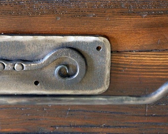 Wall Mounted Iron Toilet Paper Holder. Hand Forged by a Blacksmith - made in USA