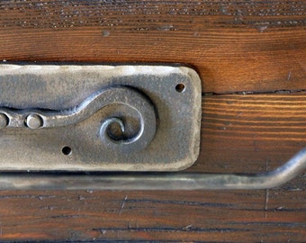 Wall Mounted Iron Toilet Paper Holder. Hand Forged by a Blacksmith.