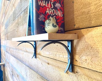 Hand Forged Metal Shelf Bracket, Crescent Design - Style 04 - made in USA