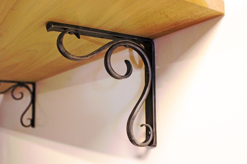 Metal Shelf Bracket Hammered Scroll Design Style 02 Etsy