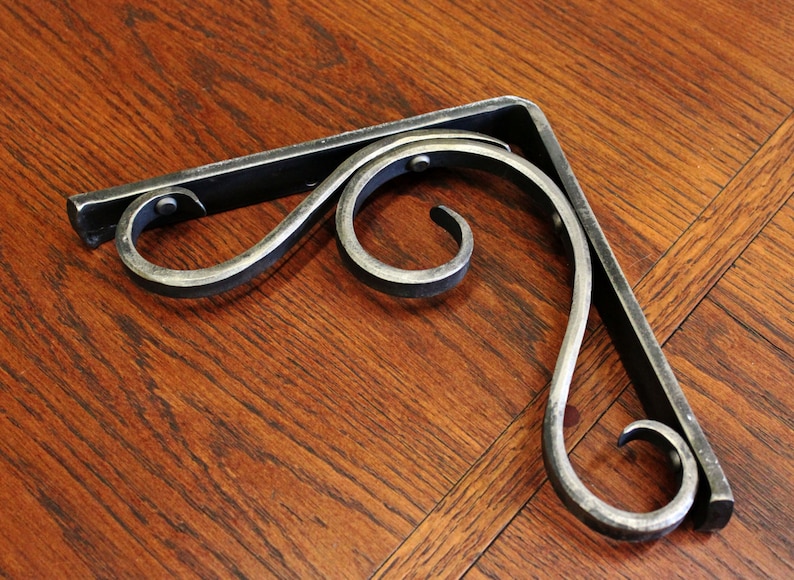 Metal Shelf Bracket Hammered Scroll Design Style 02 Etsy