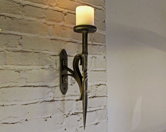 Hand Forged Candle Sconce, Blacksmith forged, Iron Sconce, Decorative candle sconce, Goth sconce