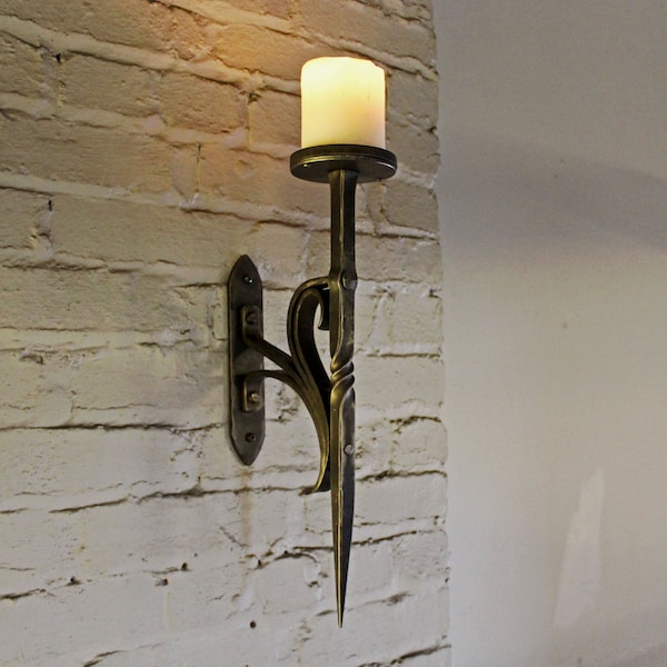 Hand Forged Candle Sconce, Blacksmith forged - made in USA
