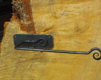Wall-Mounted/ Under Cabinet Paper Towel Holder. Hand-Forged in Iron by a Blacksmith - made in USA