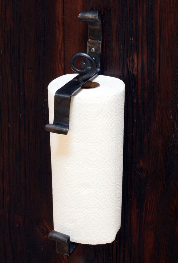 Wall Mounted Iron Paper Towel Holder. Hand Forged by a Blacksmith. Etsy