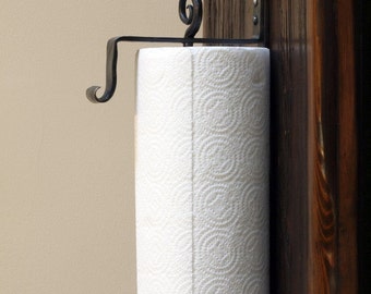 Wall Mounted Iron Paper Towel Holder. Hand Forged by a Blacksmith- made in USA