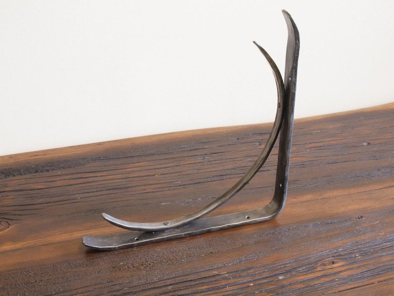 Hand Forged Metal Shelf Bracket, Crescent Design Style 04 image 3