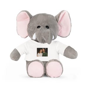 Custom Plush Stuffed Animal with Personalized Photo T-Shirt, Unique Gift for All, Keepsake Memory Stuffed Animal, Custom Gift for Loved One