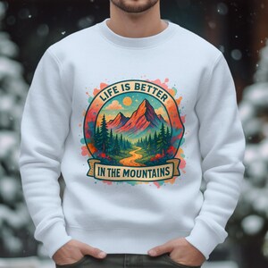 Retro Mountain Hiking PNG: Wilderness Adventure T-Shirt Design (Digital Download