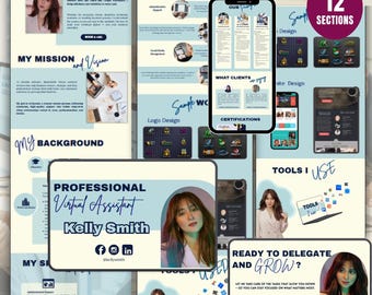 Virtual Assistant Canva Website Template | Freelancer Portfolio, One Page Design