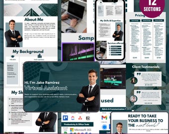 Canva Website Template for Virtual Assistants | Corporate Style One Page Portfolio