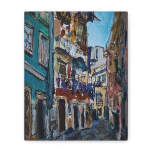Canvas Print, Painting of Mouraria, Lisbon, Portugal - Wall Art, Home Decor, Travel Gift, Portugal Souvenir, Cityscape Art, Matte Canvas