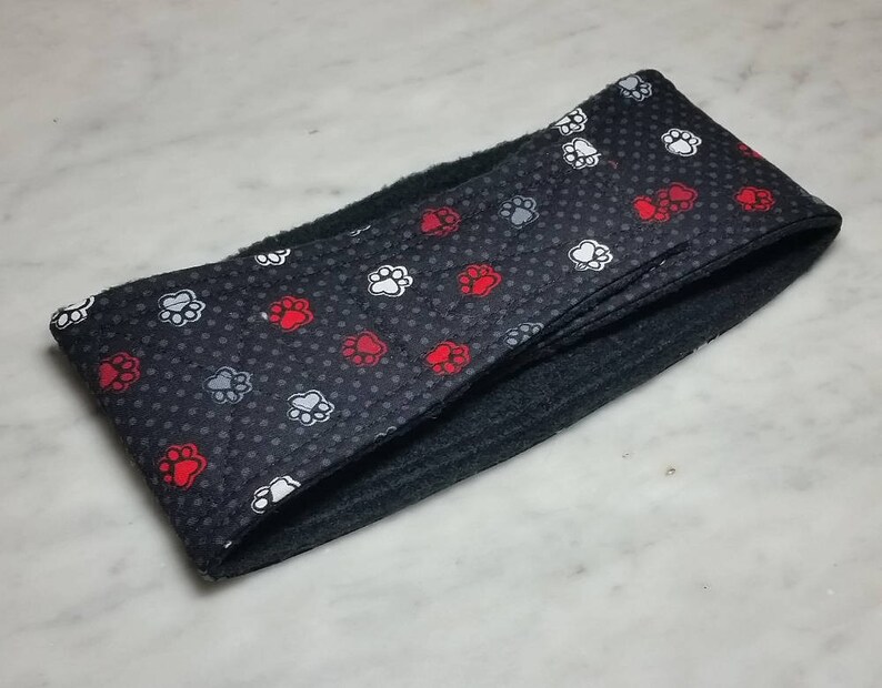 Belly Band Waist 15.25 x Width 3.50 inches Male Dog Wrap Diaper Belt by SewDog 3 Layers Quilted Padded #58 PAWS