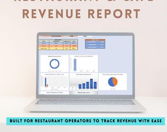 Restaurant Revenue Report Excel Template | Cafe Bar KPI Dashboard | Weekly & Monthly Sales Tracker | Labour Summary