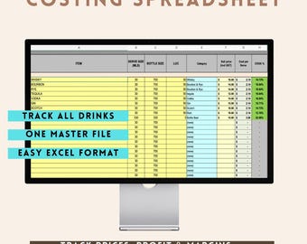 Beverage Cost Calculator Spreadsheet | Bar & Restaurant COGS Excel Template