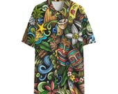 LOUD Hawaiian Aloha Rayon Tiki Shirt with Pocket. Original Art for the Stylishly Unbothered