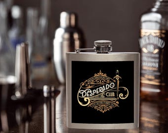 Desperado Club Logo Flask 7oz Stainless Steel Hip Flask