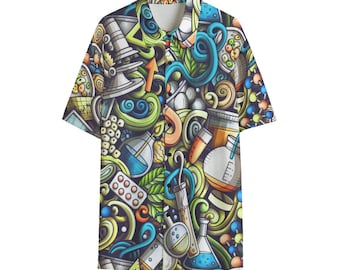 RAYON Loud Science Doodle Aloha shirt Original Art for the Stylishly Unbothered