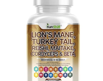 Lion’s Mane, Turkey Tail, Reishi, Chaga, Maitake, Meshima, Cordyceps & Mushroom Complex – 60 Capsules