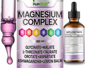 Magnesium Complex Liquid Drops – Multi Form Magnesium Blend with Ashwagandha & Lemon Balm – Free 3D Shipping USA