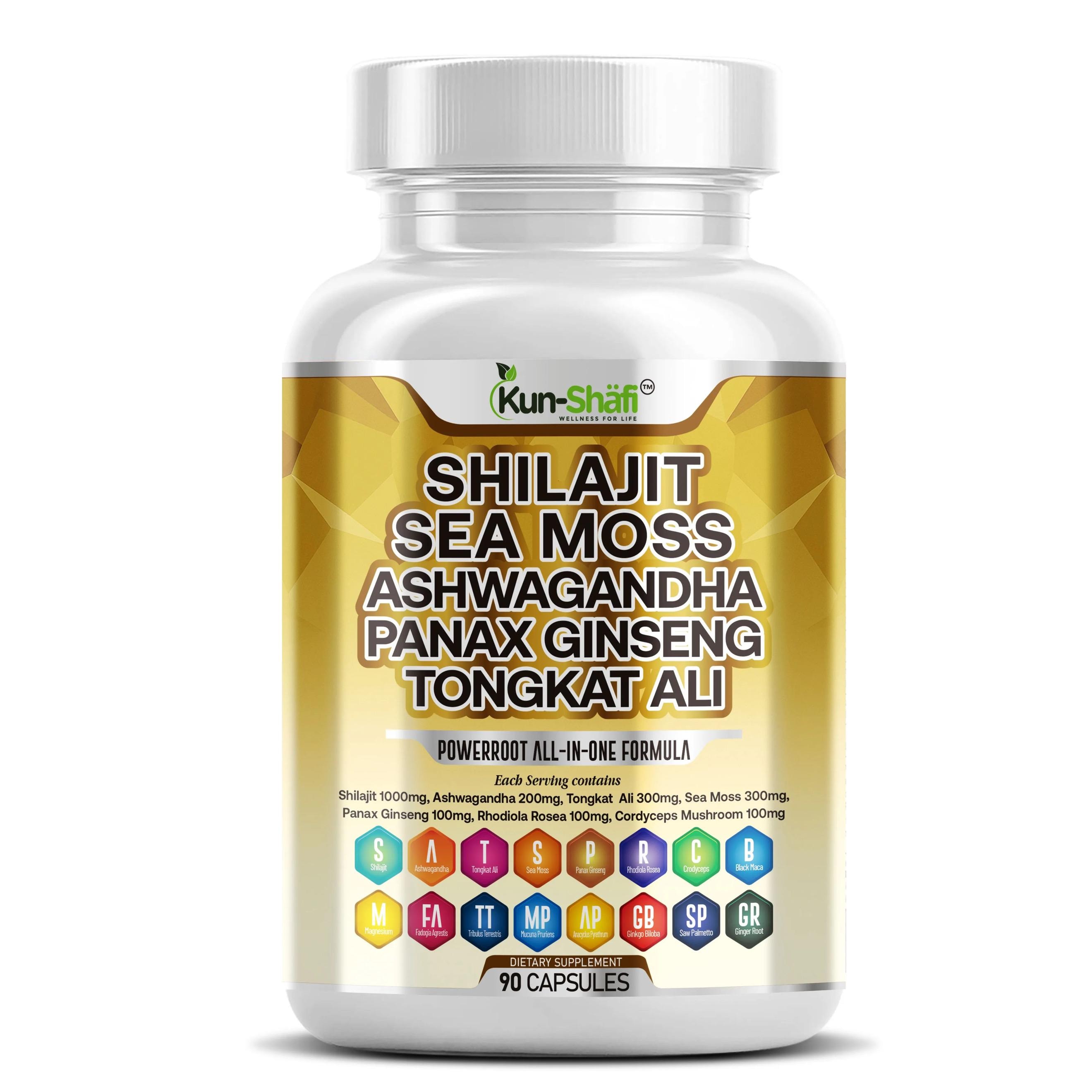 Shilajit Sea Moss Ashwagandha Capsules: Tongkat Ali & Ginseng